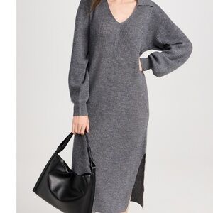 100% Cashmere NWT Wyeth by Todd Magill Charcoal Long Sleeve Dress Size L